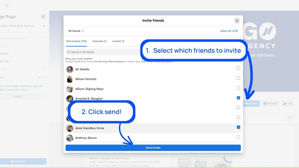 selecting friends for fb invite