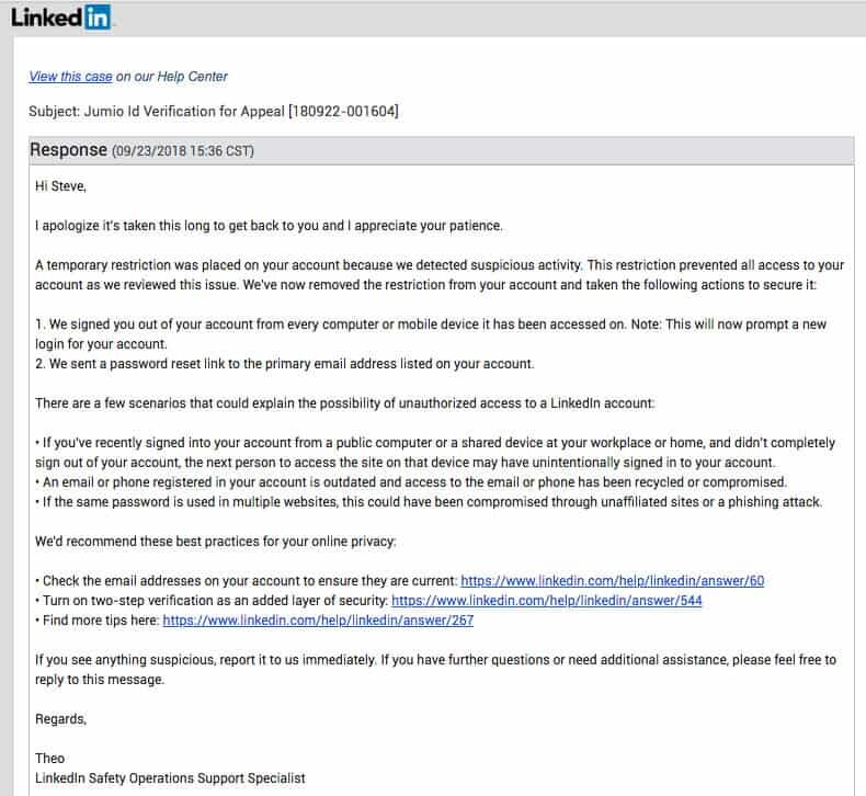 Your LinkedIn Account Been Restricted