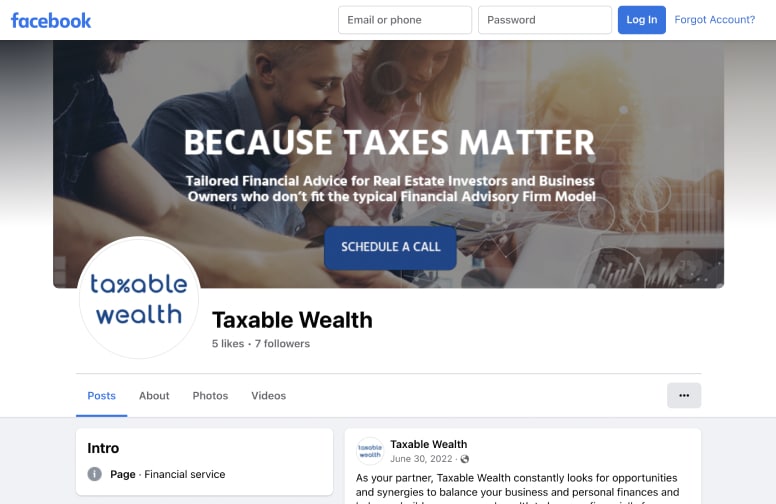 Facebook Business Page - Ta%able Wealth