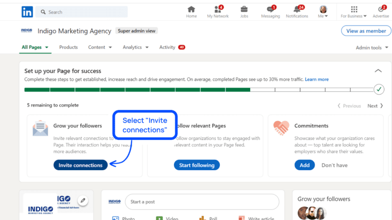 How to invite connections to follow your LinkedIn Company page.