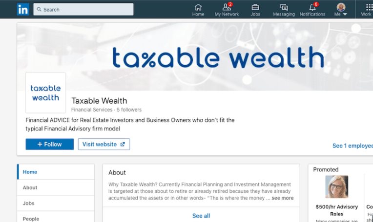marketing makeover financial advisor LinkedIn company page